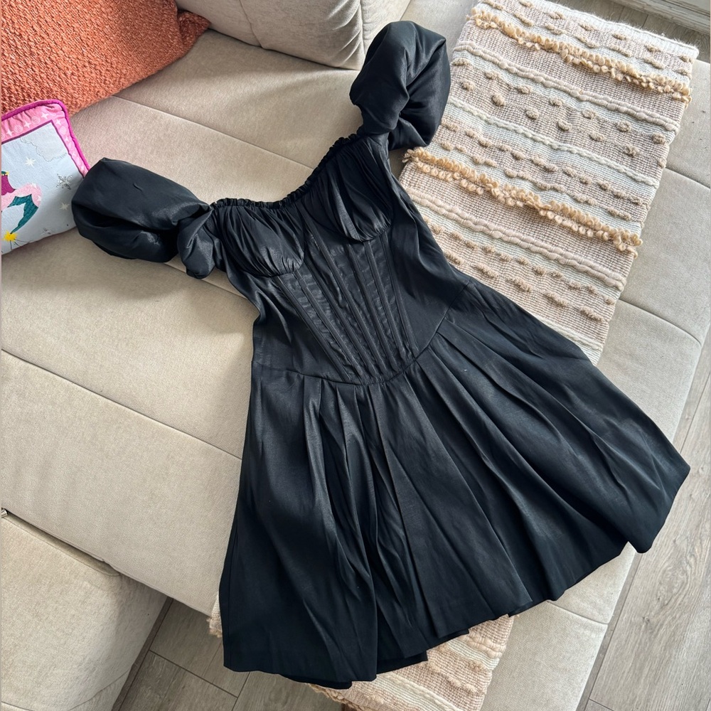 LPA Black Puff Sleeve Mini Dress